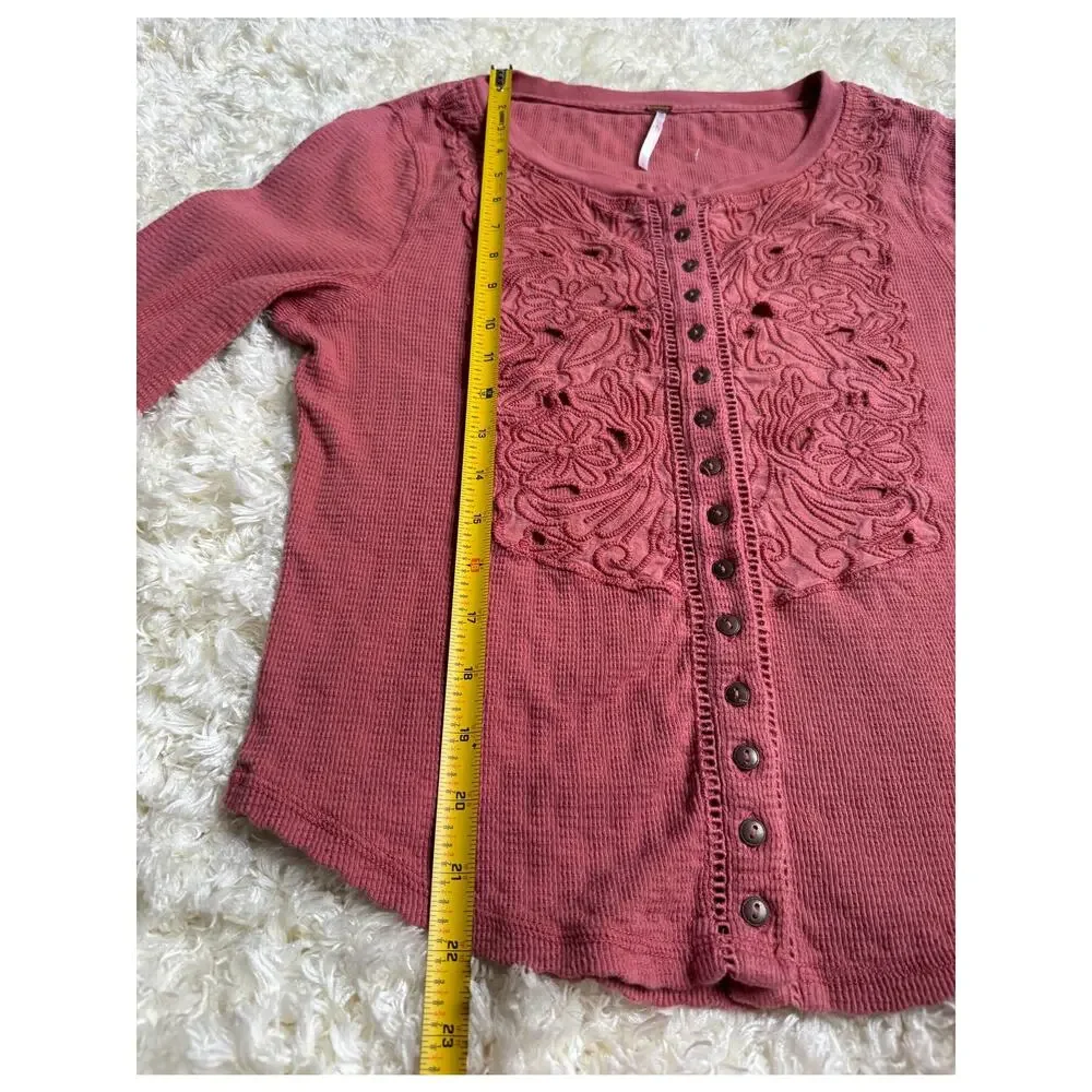 Free People Embroidered Top Fairy Grunge Boho Hippie Festival Western Button